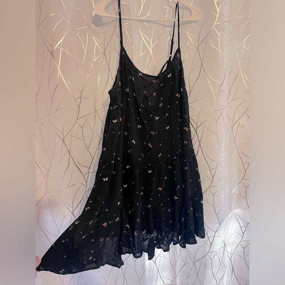 Wild Fable black butterfly spaghetti strap skater dress size 1X